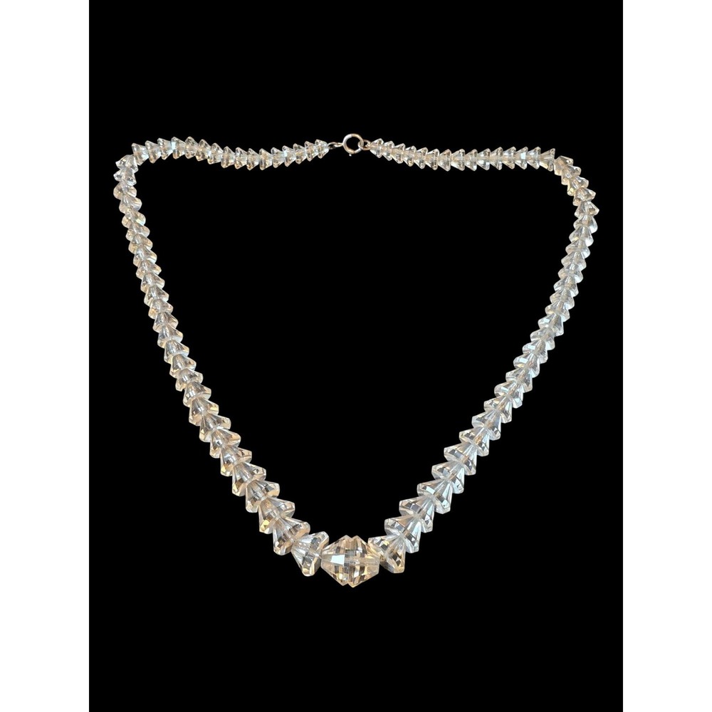 Antique Quartz Crystal Graduated Bead Necklace 16 Inch Vintage Estate Jewelry